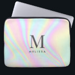 Naam holografisch monogram laptop sleeve<br><div class="desc">Kleurrijke esthetische holografische,  op maat gesneden holografische laptophoes. Voeg jouw naam,  monogram of initialen toe.</div>