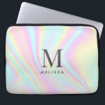 Naam holografisch monogram laptop sleeve<br><div class="desc">Kleurrijke esthetische holografische,  op maat gesneden holografische laptophoes. Voeg jouw naam,  monogram of initialen toe.</div>