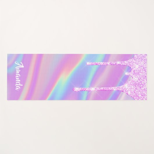 Naam Holographic Pink Drives Unicorn Pastels Yogamat (Voorkant (horizontaal))