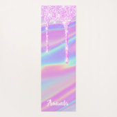 Naam Holographic Pink Girly Gift Idea Drives Yogamat (Achterkant)