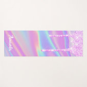 Naam Holographic Pink Girly Gift Idea Drives Yogamat (Voorkant (horizontaal))