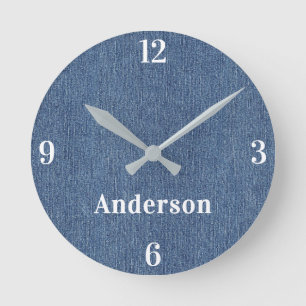 Naam    Home Office Classic Blue Denim Print 8-in Ronde Klok