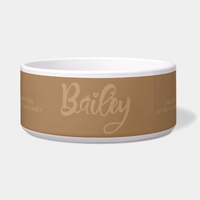 Naam hond Bailey Rustic Brown Voerbakje (Voorkant)