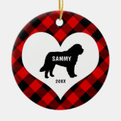 Naam hondenras Grote Pyreneeën + datum Rood spelde Keramisch Ornament (Voorkant)