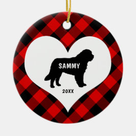 Naam hondenras Grote Pyreneeën + datum Rood spelde Keramisch Ornament