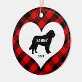 Naam hondenras Grote Pyreneeën + datum Rood spelde Keramisch Ornament (Links)