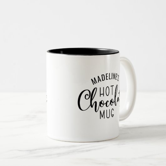 Naam Hot Chocolate Script Tweekleurige Koffiemok (Voorkant rechts)