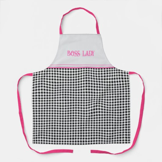 Naam, Hot Pink & Black White Buffalo Check Schort (Voorkant)