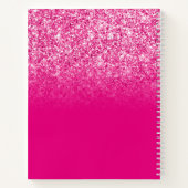 Naam Hot Pink Glitter Ombre Notitieboek (Achterkant)