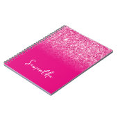 Naam Hot Pink Glitter Ombre Notitieboek (Linkerzijde)