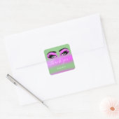 Naam Hot Pink Green Boutique Shop Logo Vierkante Sticker (Envelop)