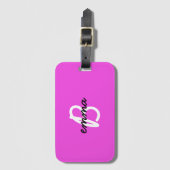 Naam Hot Pink | Moderne Initiaal Monogram Neon Bagagelabel (Voorkant (verticaal))
