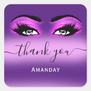Naam Hot Pink Paarse Boutique Shop Logo Vierkante Sticker