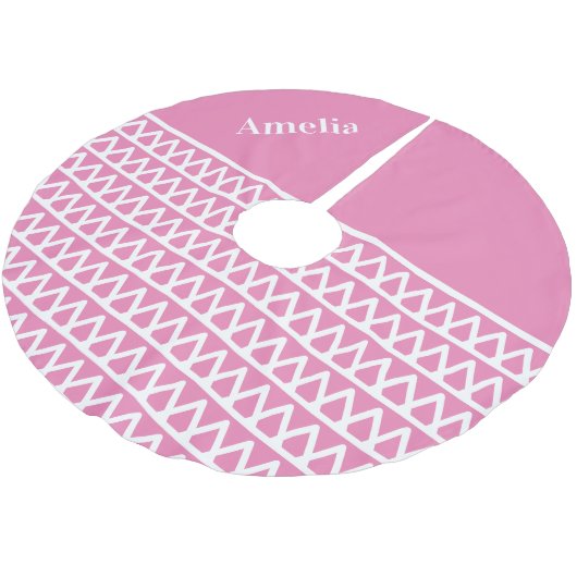 Naam Hot Pink Pattern Kerstmis Kerstboom Rok (Gekanteld)