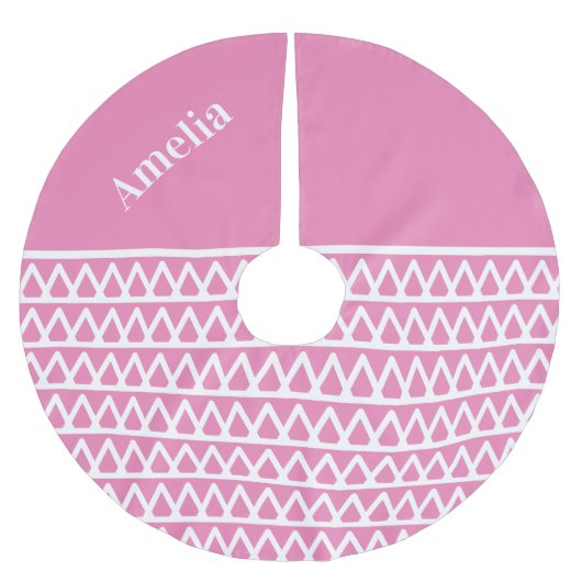 Naam Hot Pink Pattern Kerstmis Kerstboom Rok (Voorkant)
