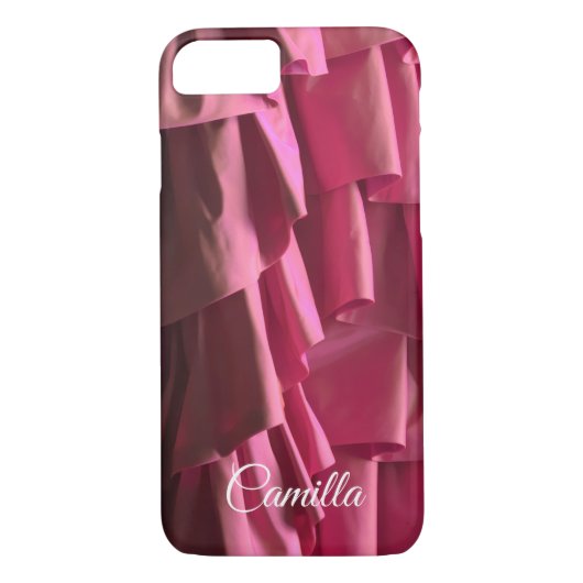 Naam  Hot Pink Ruffles Pattern Modern Case-Mate iPhone Case (Achterkant)