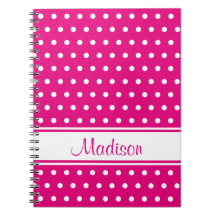 Naam Hot Pink White Polka Dot Stripe Script