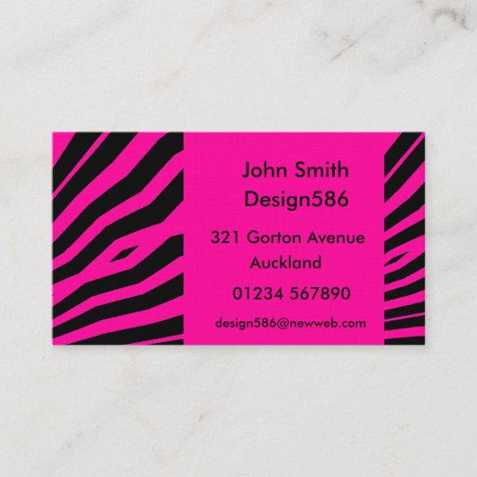  naam Hot Pink zebra print bedrijf Visitekaartje (Voorkant)