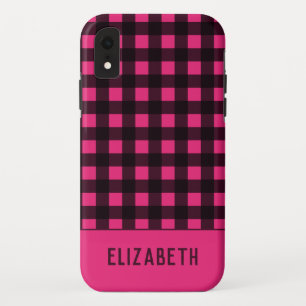 Naam Hot-roze zwart geplakt Case-Mate iPhone Case