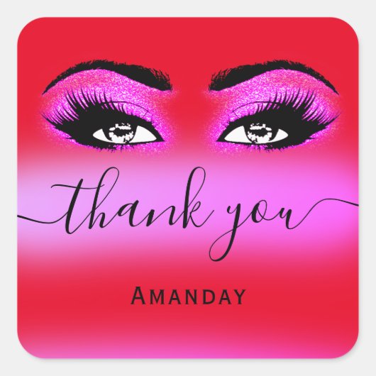 Naam Hotroze Red Boutique Shop Logo Vierkante Sticker (Voorkant)