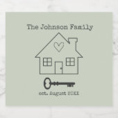 Naam huisgenoot van huis en sleutelgezin likeurfles etiket (Enkel label)