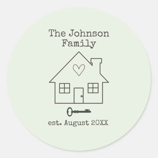 Naam huisgenoot van huis en sleutelgezin ronde sticker (Voorkant)