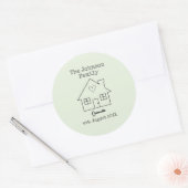 Naam huisgenoot van huis en sleutelgezin ronde sticker (Envelop)