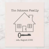 Naam huisgenoot van huis en sleutelgezin wijn etiket (Enkel label)