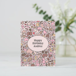 Naam humor neutraal borstpatroon briefkaart