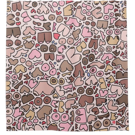 Naam humor neutraal borstpatroon douchegordijn (Voorkant)