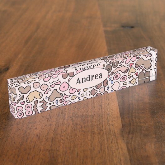 Naam humor neutraal borstpatroon naambordje (Zijkant)