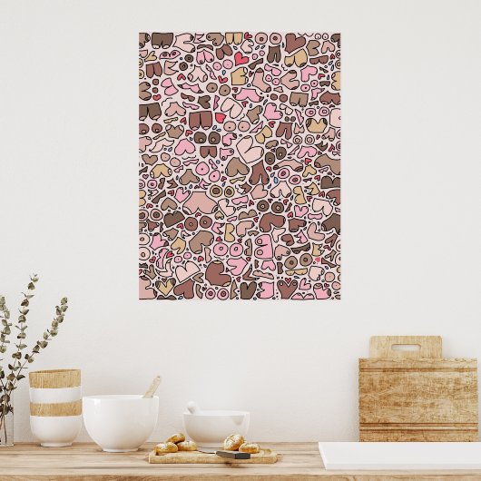 Naam humor neutraal borstpatroon poster (Keuken)