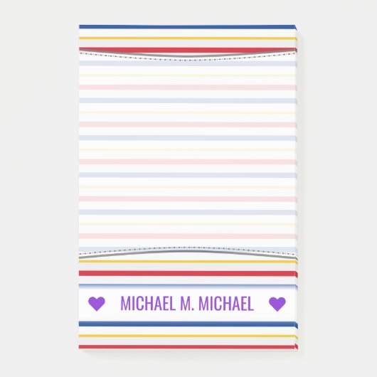 Naam; Ice Hockey Arena Rink geïnspireerde stripes Post-it® Notes (Voorkant)