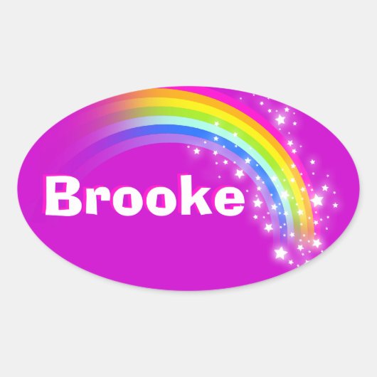 Naam ID Brooke paarse roze regenboog stickers (Voorkant)