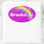 Naam ID Brooke paarse roze regenboog stickers (Tas)