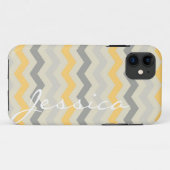 Naam id grijs geel chevron zigzag zag zag patroon Case-Mate iPhone case (Achterkant (horizontaal))