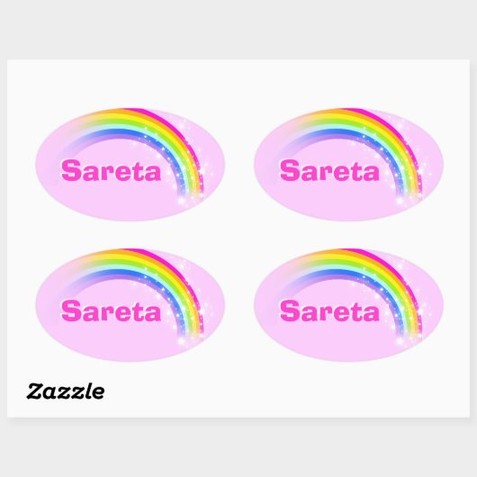 Naam ID Sareta roze regenboog stickers (Vel)