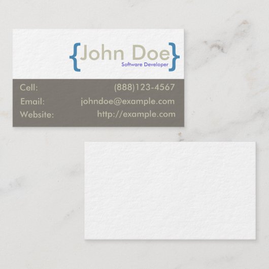 Naam in Curly Braces Visitekaartje (Voorkant / Achterkant)