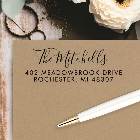 Naam in Hand Lettered Script Return Address Zelfinktende Stempel