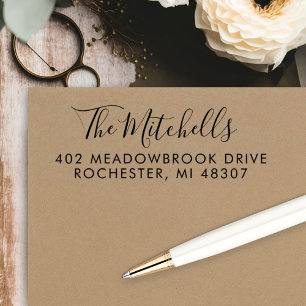 Naam in het Hand Verlaten Adres van de Terugkeer v Zelfinktende Stempel