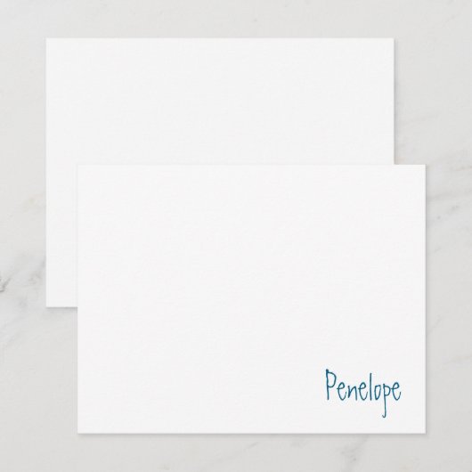 Naam in hoek Minimalistisch gepersonaliseerd Notitiekaartje (Voorkant / Achterkant)