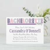 Naam in Lights Bachelorette Party Invites (Paars) Kaart (Staand voorkant)