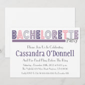 Naam in Lights Bachelorette Party Invites (Paars) Kaart (Voorkant / Achterkant)