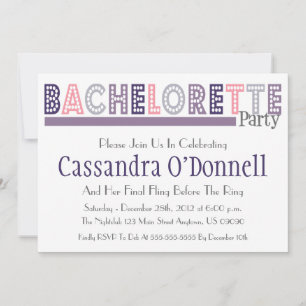 Naam in Lights Bachelorette Party Invites (Paars) Kaart