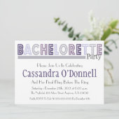 Naam in Lights Bachelorette Party nodigt uit (grij Kaart (Staand voorkant)