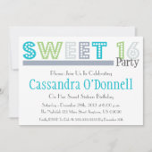 Naam in Lights Sweet 16 Party Invitations (Grey) Kaart (Voorkant)