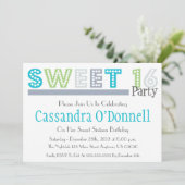 Naam in Lights Sweet 16 Party Invitations (Grey) Kaart (Staand voorkant)