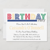 Naam in Liight Birthday Party Invitations (blauw) Kaart (Voorkant)