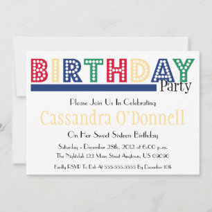 Naam in Liight Birthday Party Invitations (blauw) Kaart