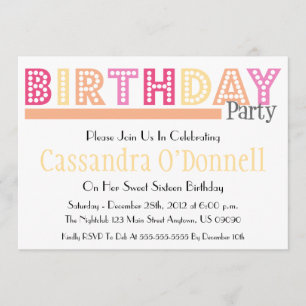 Naam in Liight Birthday Party Invitations (Oranje) Kaart